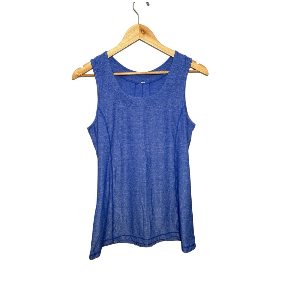 Lululemon Women's Dash Tank II Blue Back Ruffle Media Pocket Athletic Top Sz 10‎